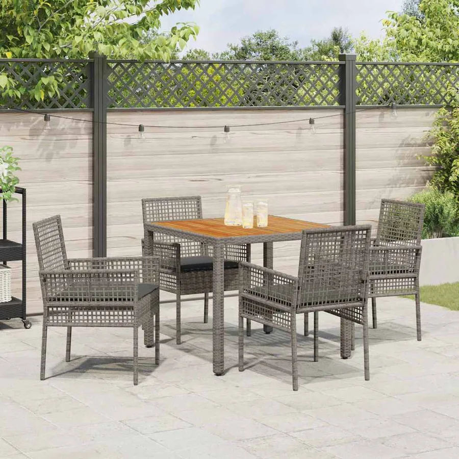 Ensemble de salle à manger pour jardin 5 pcs Gris polyrotin - 4