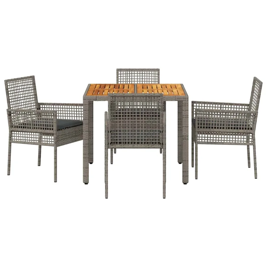 Ensemble de salle à manger pour jardin 5 pcs Gris polyrotin - 7