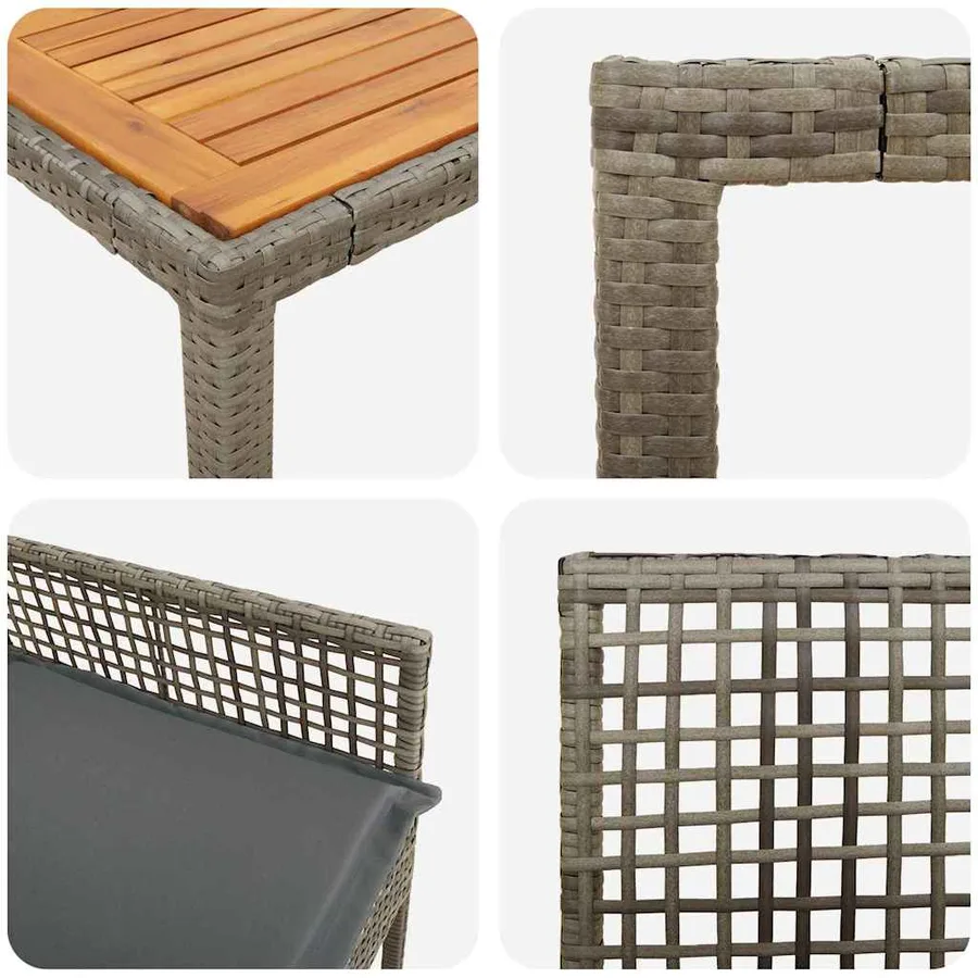 Ensemble de salle à manger pour jardin 5 pcs Gris polyrotin - 9