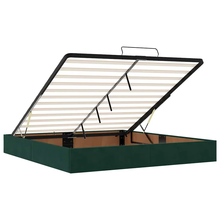 Cadre de lit ottoman avec matelas vert foncé 200x200 cm velours - 10