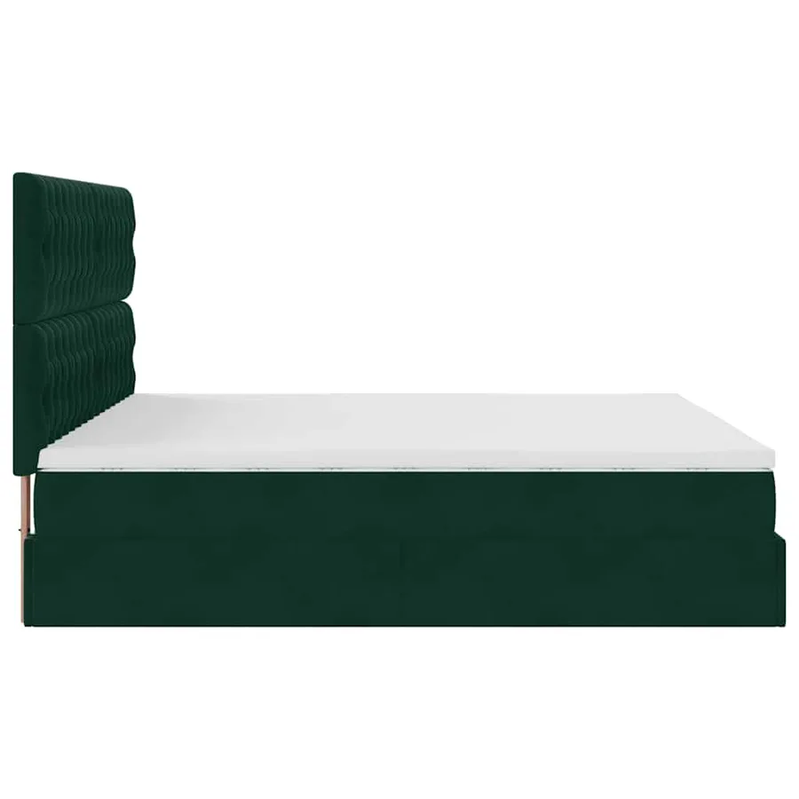 Cadre de lit ottoman avec matelas vert foncé 200x200 cm velours - 8