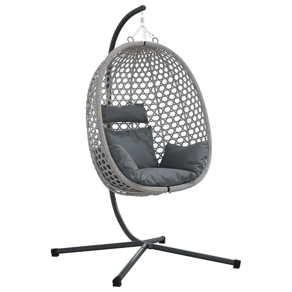 Chaise suspendue anthracite et gris 104 x 100 x 191 cm