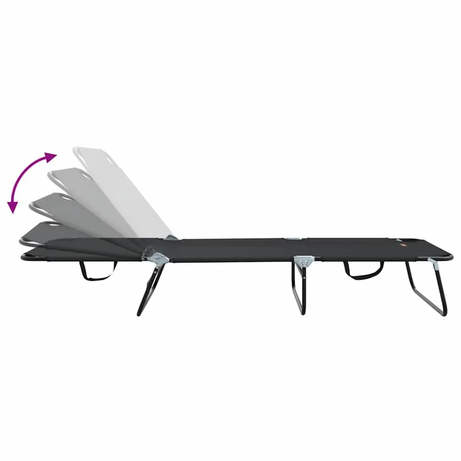 Chaise longue pliante Noir 188 x 57 x 86,5 cm Polyester - 55