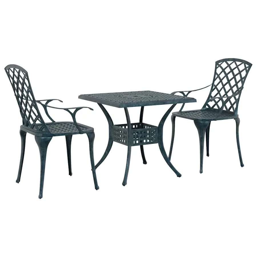 Ensemble de salle à manger pour jardin 3 pcs Vert Aluminium - 2