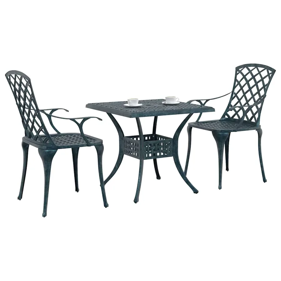 Ensemble de salle à manger pour jardin 3 pcs Vert Aluminium - 3