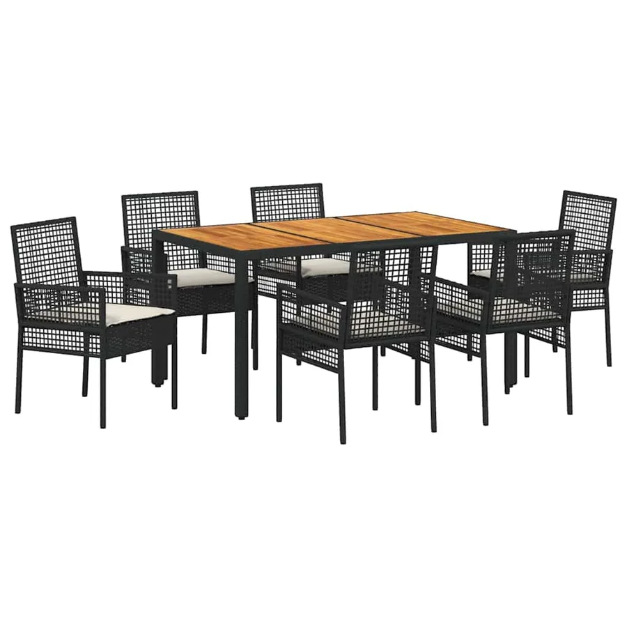 Ensemble de salle à manger pour jardin 7 pcs Noir polyrotin - 2