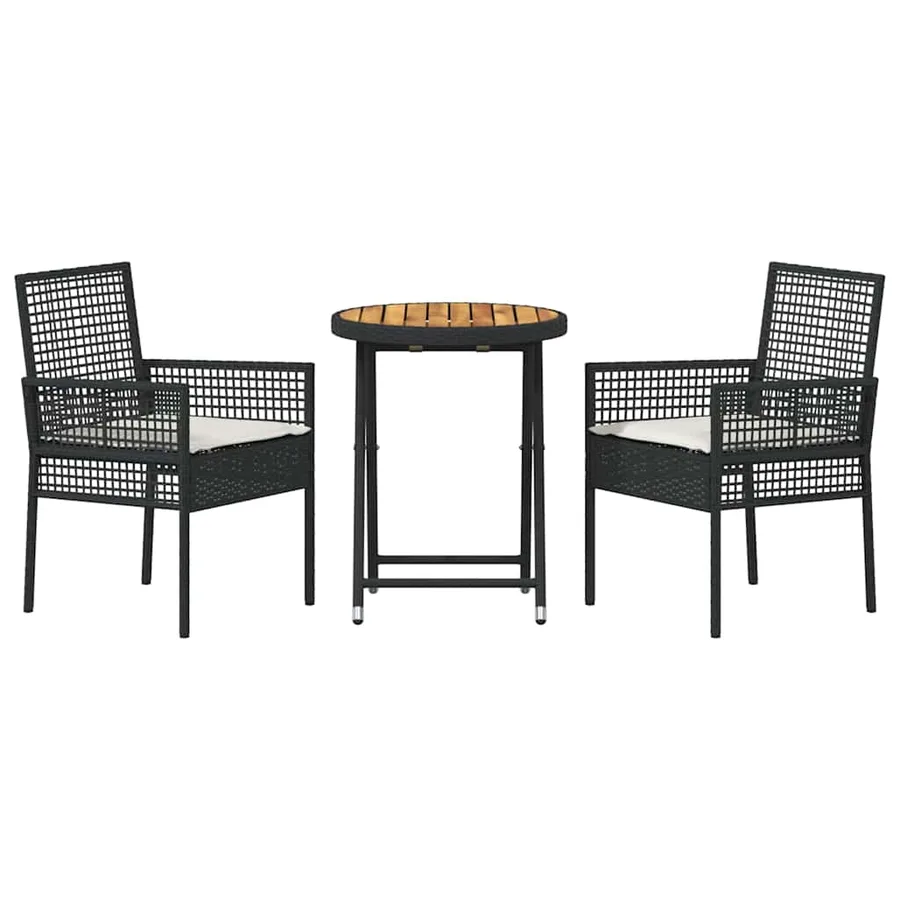 Ensemble bistro de jardin 3 pcs Noir polyrotin - 7