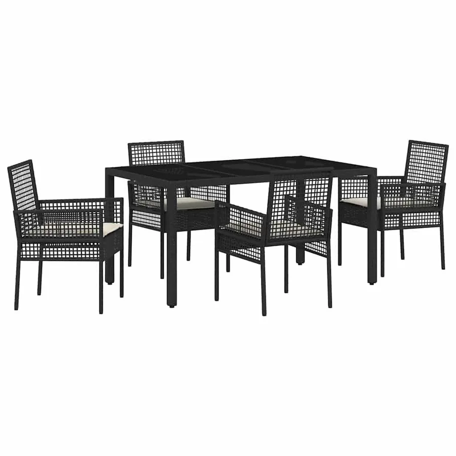 Ensemble de salle à manger pour jardin 5 pcs Noir polyrotin - 2