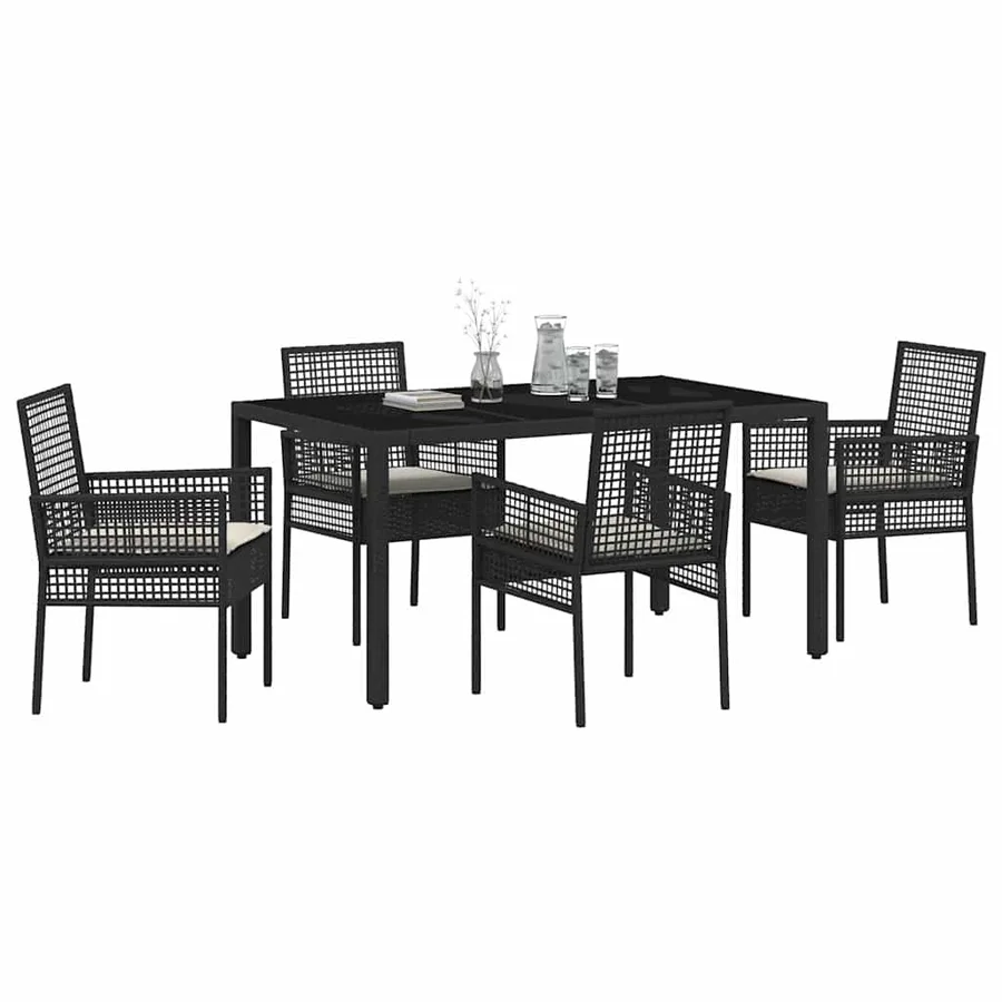 Ensemble de salle à manger pour jardin 5 pcs Noir polyrotin - 3