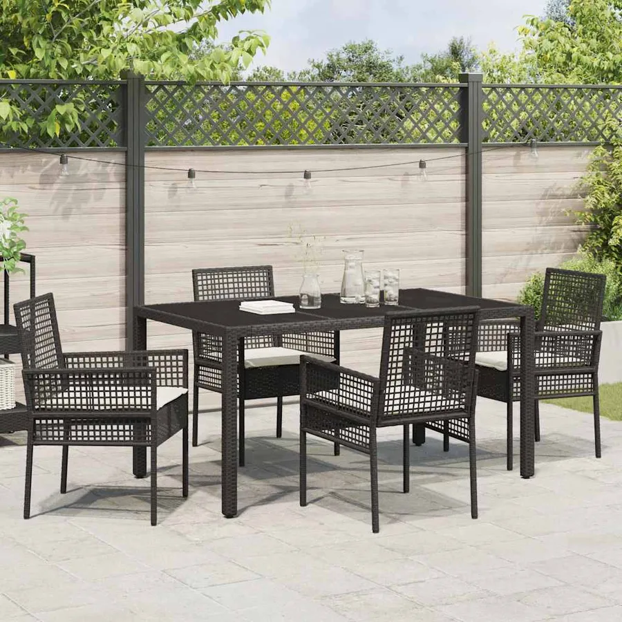 Ensemble de salle à manger pour jardin 5 pcs Noir polyrotin - 4