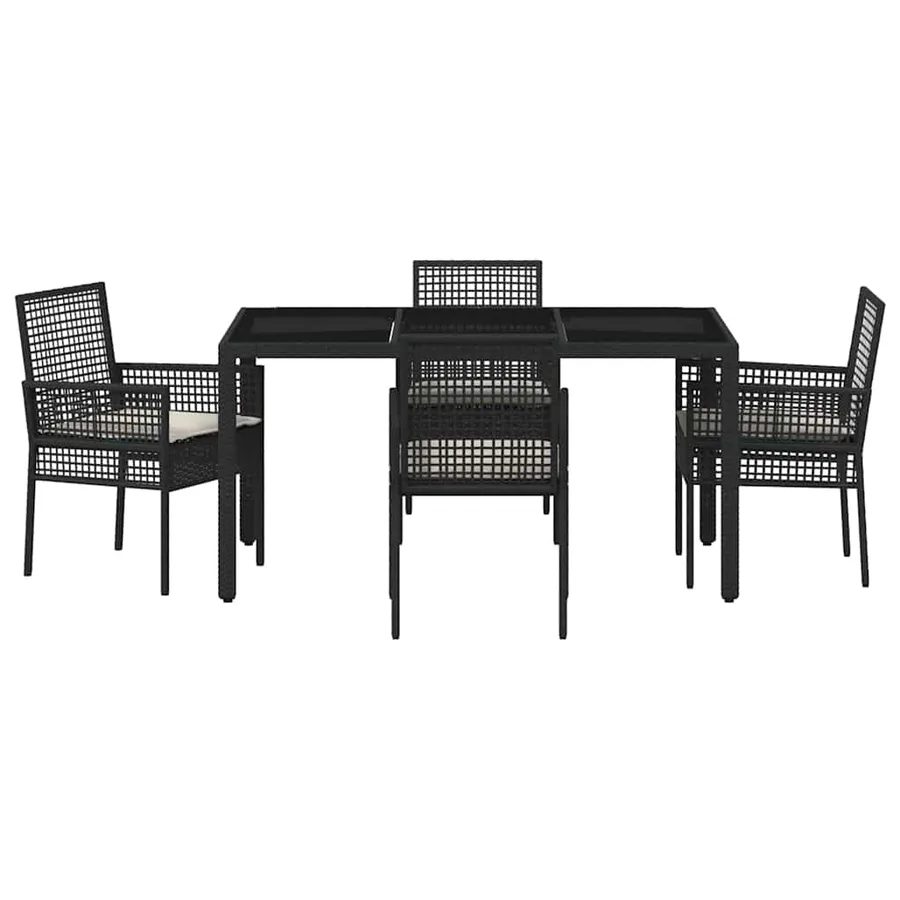 Ensemble de salle à manger pour jardin 5 pcs Noir polyrotin - 7