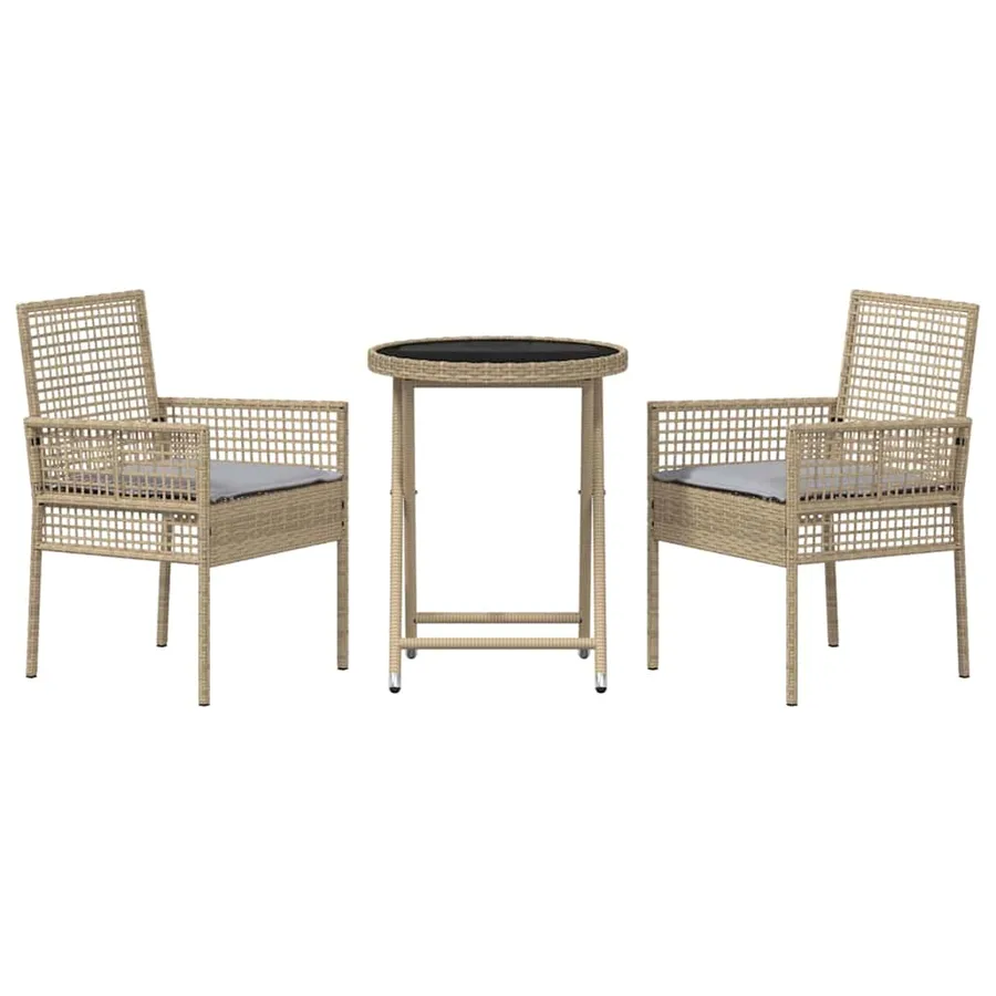 Ensemble bistro de jardin 3 pcs Beige polyrotin - 7