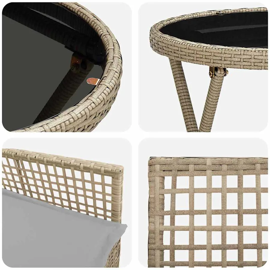 Ensemble bistro de jardin 3 pcs Beige polyrotin - 9
