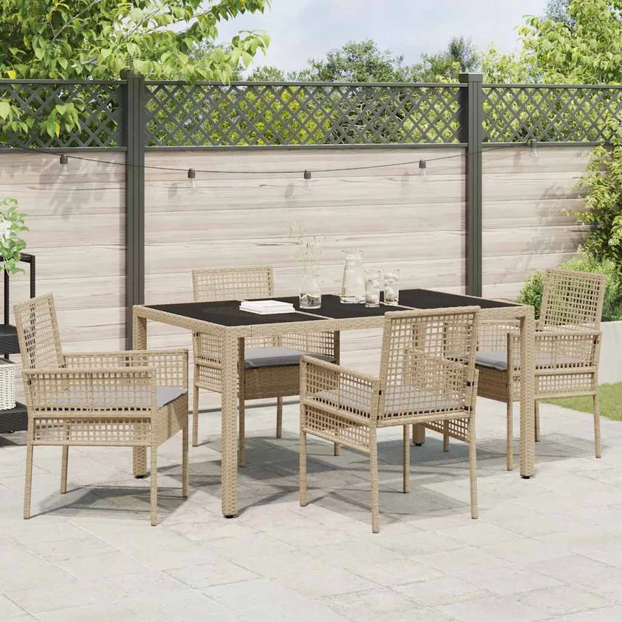 Ensemble de salle à manger pour jardin 5 pcs Beige polyrotin - 4