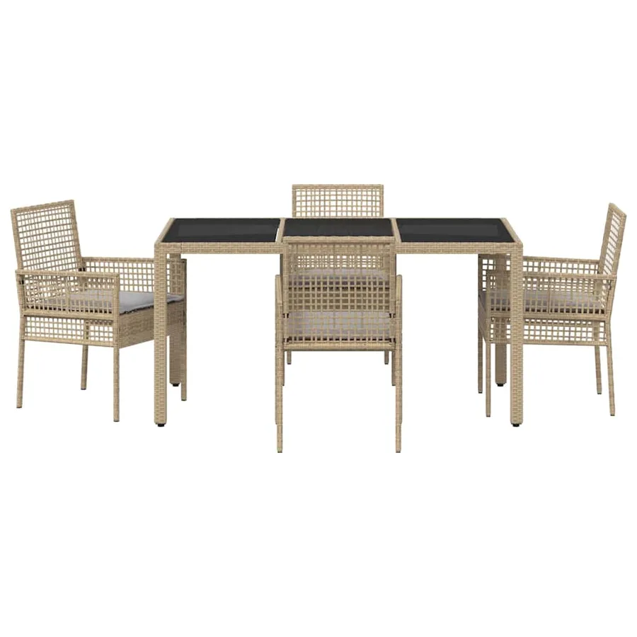 Ensemble de salle à manger pour jardin 5 pcs Beige polyrotin - 7