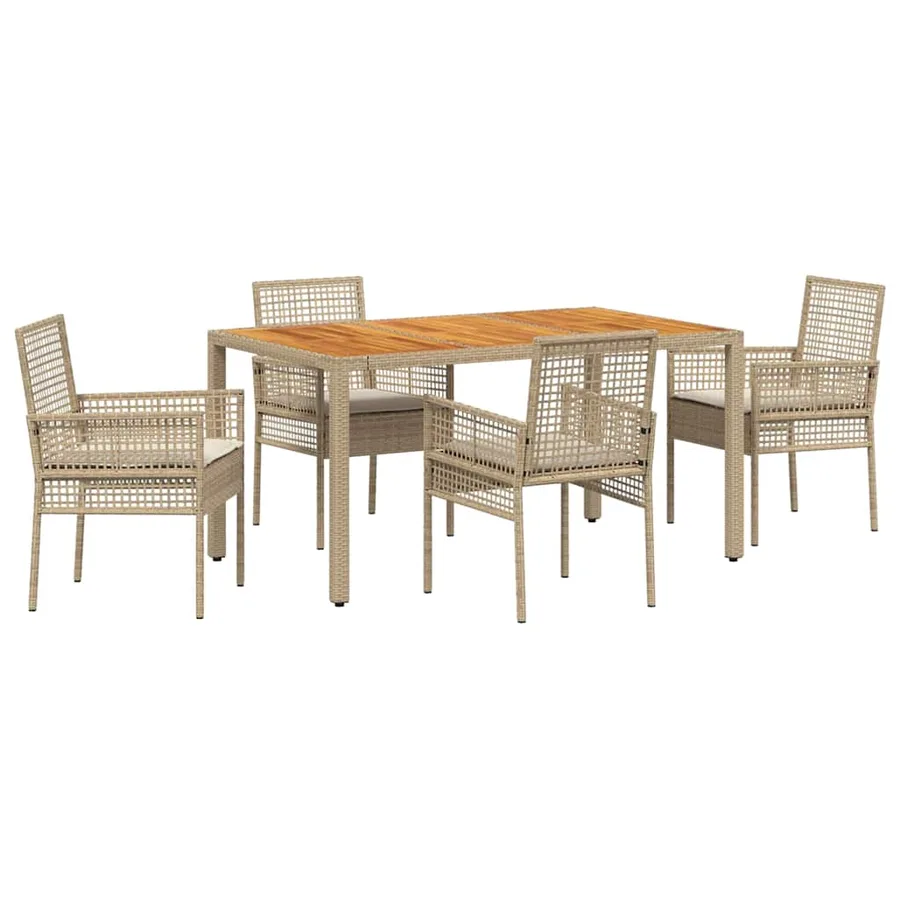 Ensemble de salle à manger pour jardin 5 pcs Beige polyrotin - 2