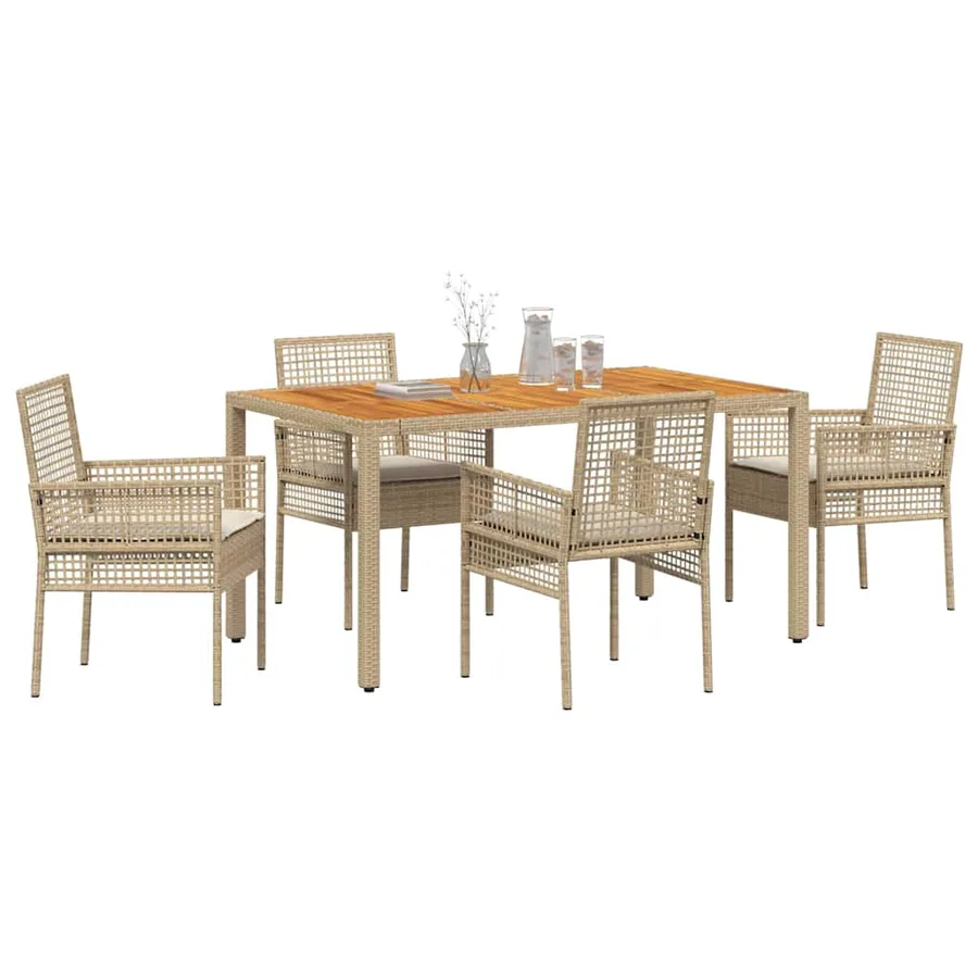 Ensemble de salle à manger pour jardin 5 pcs Beige polyrotin - 3