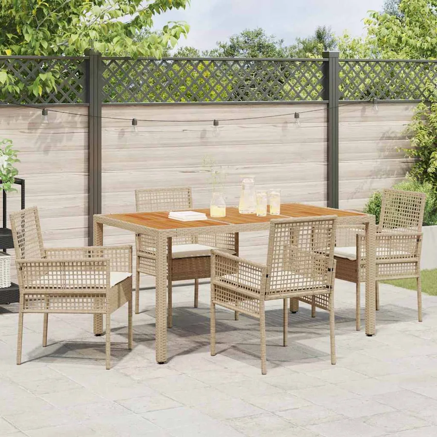 Ensemble de salle à manger pour jardin 5 pcs Beige polyrotin - 4