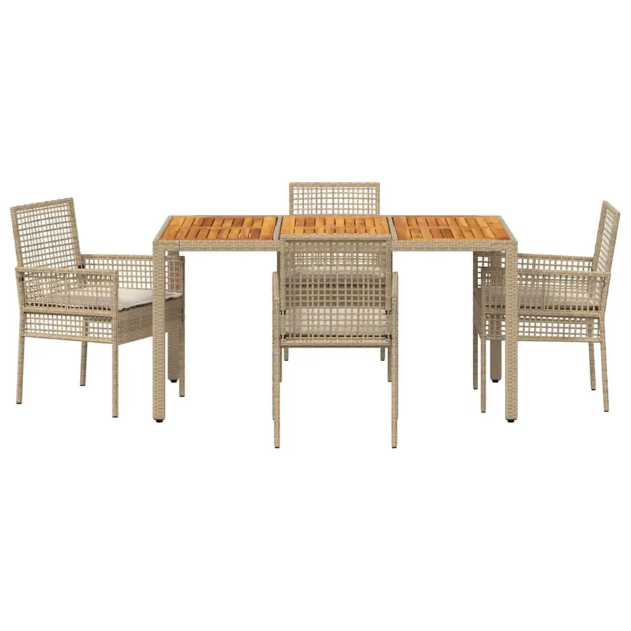 Ensemble de salle à manger pour jardin 5 pcs Beige polyrotin - 7