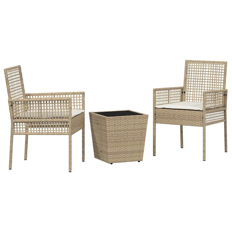 Ensemble bistro de jardin 3 pcs Beige polyrotin - 2