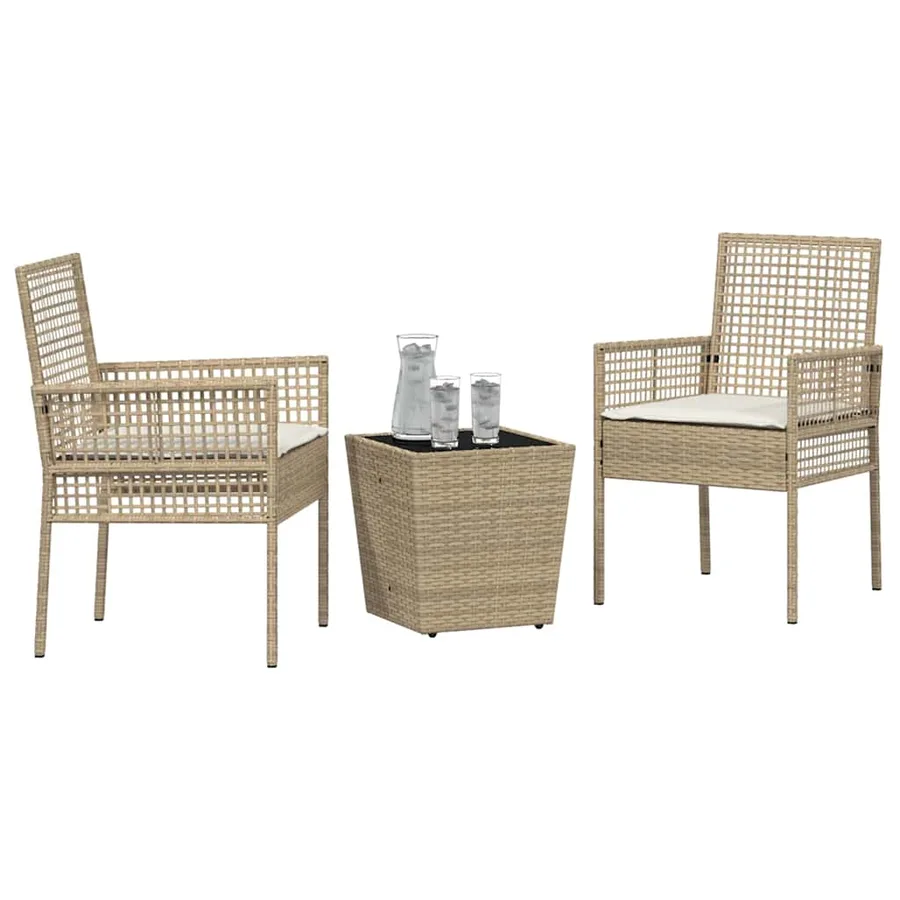 Ensemble bistro de jardin 3 pcs Beige polyrotin - 3