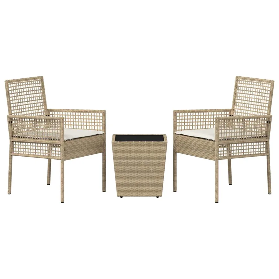 Ensemble bistro de jardin 3 pcs Beige polyrotin - 7