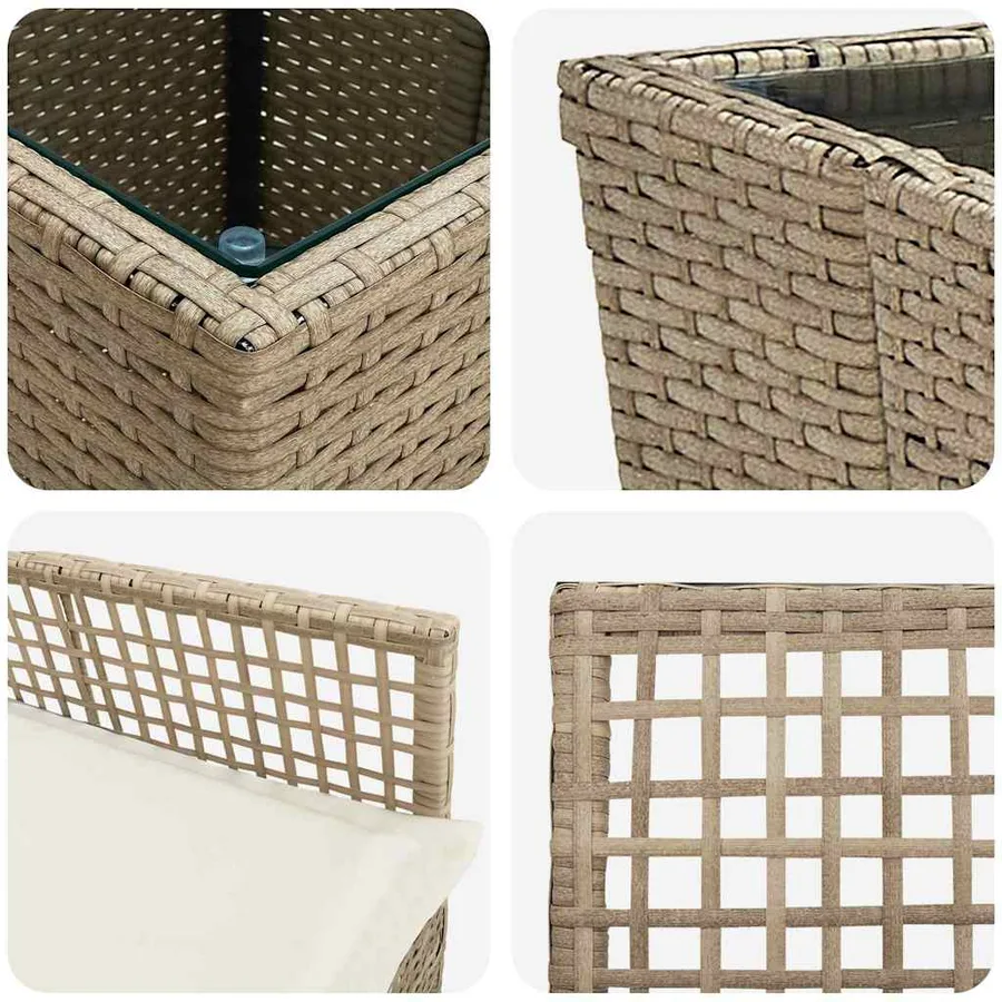 Ensemble bistro de jardin 3 pcs Beige polyrotin - 9