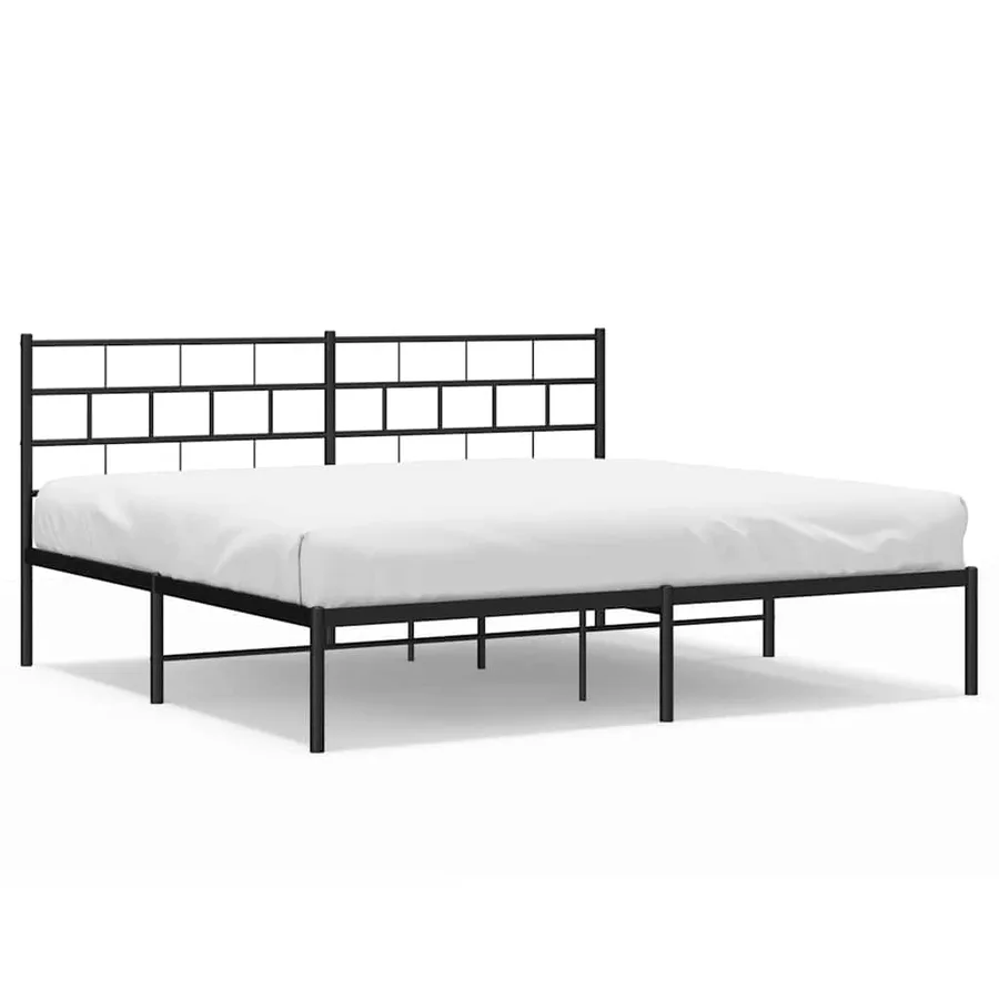 Cadre de lit métal sans matelas avec tête de lit noir 193x203cm - 2