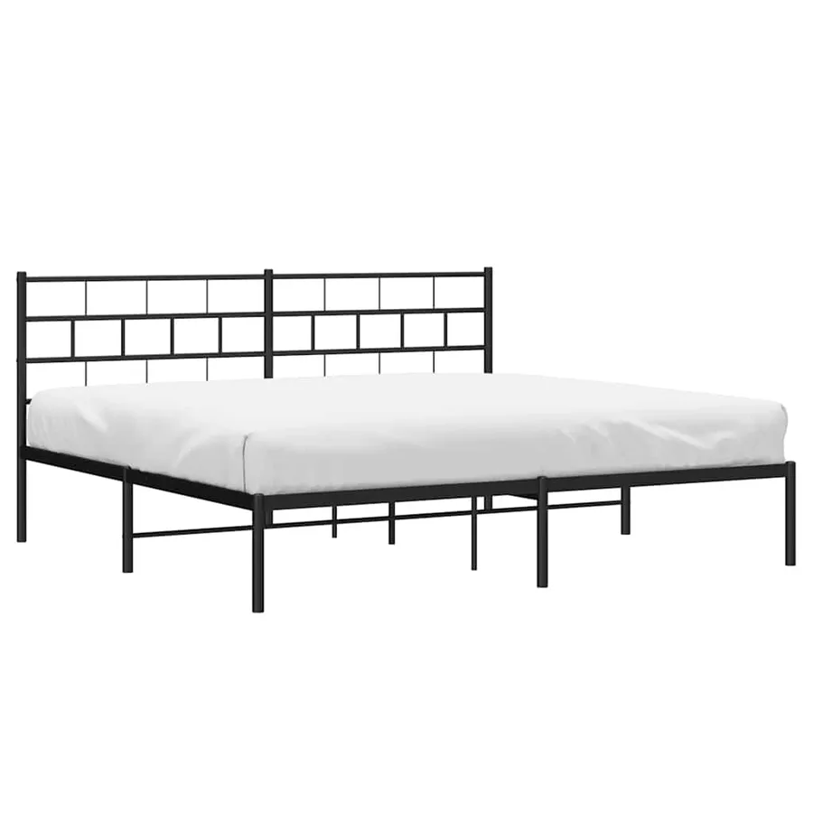 Cadre de lit métal sans matelas avec tête de lit noir 193x203cm - 3