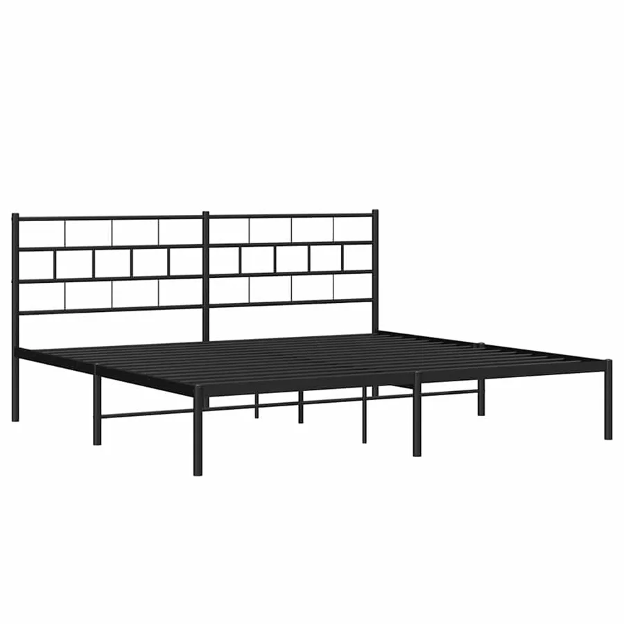 Cadre de lit métal sans matelas avec tête de lit noir 193x203cm - 5