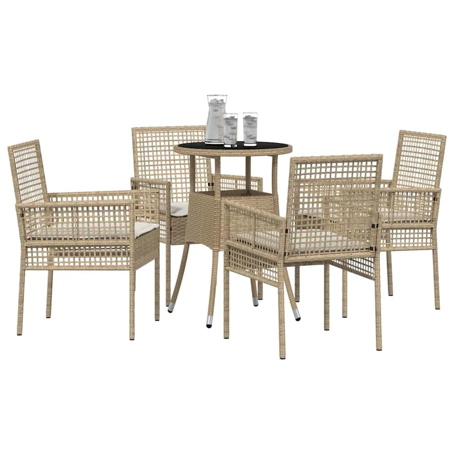 Ensemble de salle à manger pour jardin 5 pcs Beige polyrotin - 3