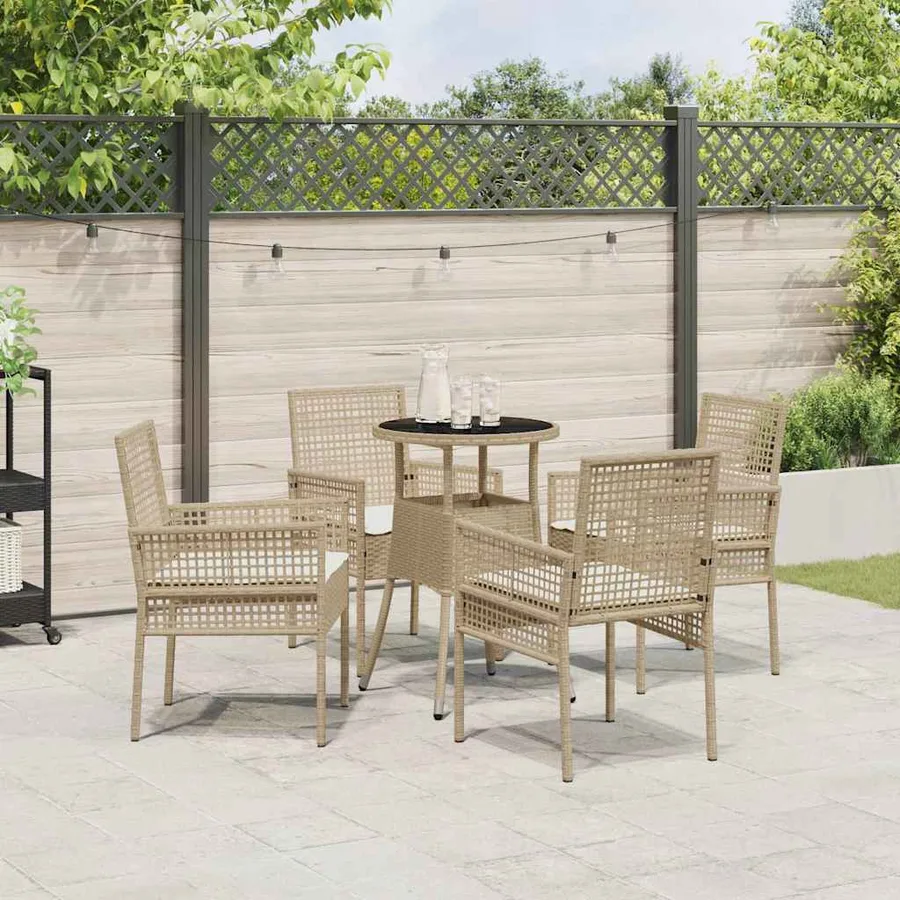 Ensemble de salle à manger pour jardin 5 pcs Beige polyrotin - 4