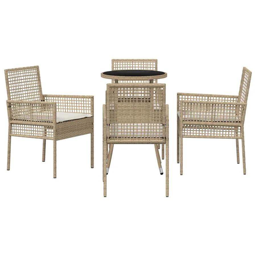 Ensemble de salle à manger pour jardin 5 pcs Beige polyrotin - 7