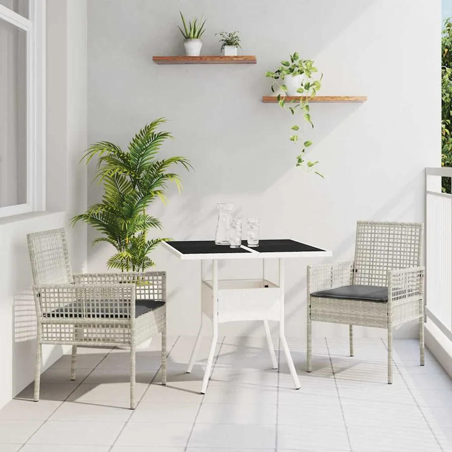 Ensemble de salle à manger pour jardin 3 pcs Gris clair