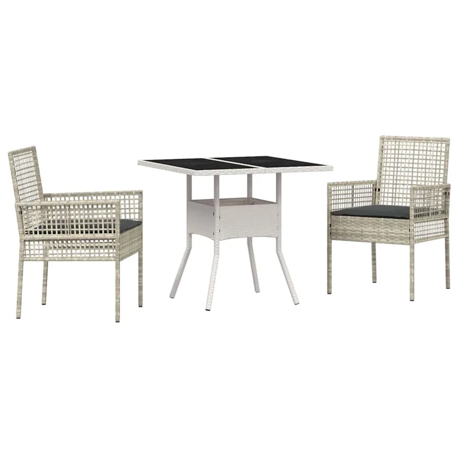 Ensemble de salle à manger pour jardin 3 pcs Gris clair - 2