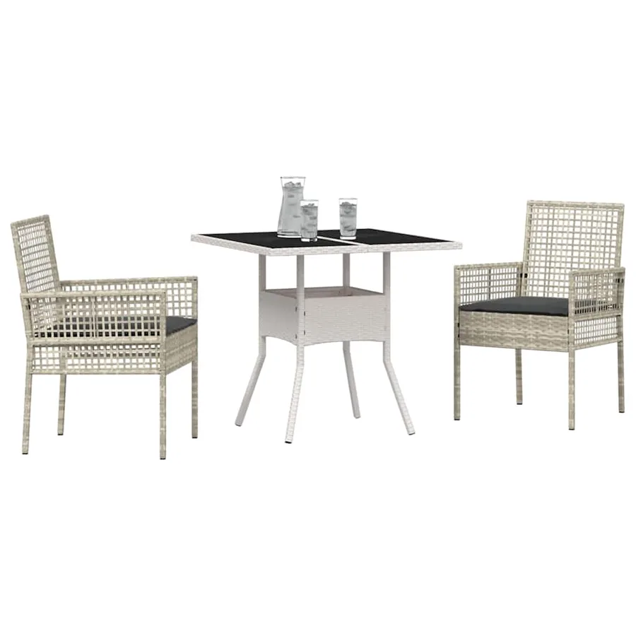Ensemble de salle à manger pour jardin 3 pcs Gris clair - 3