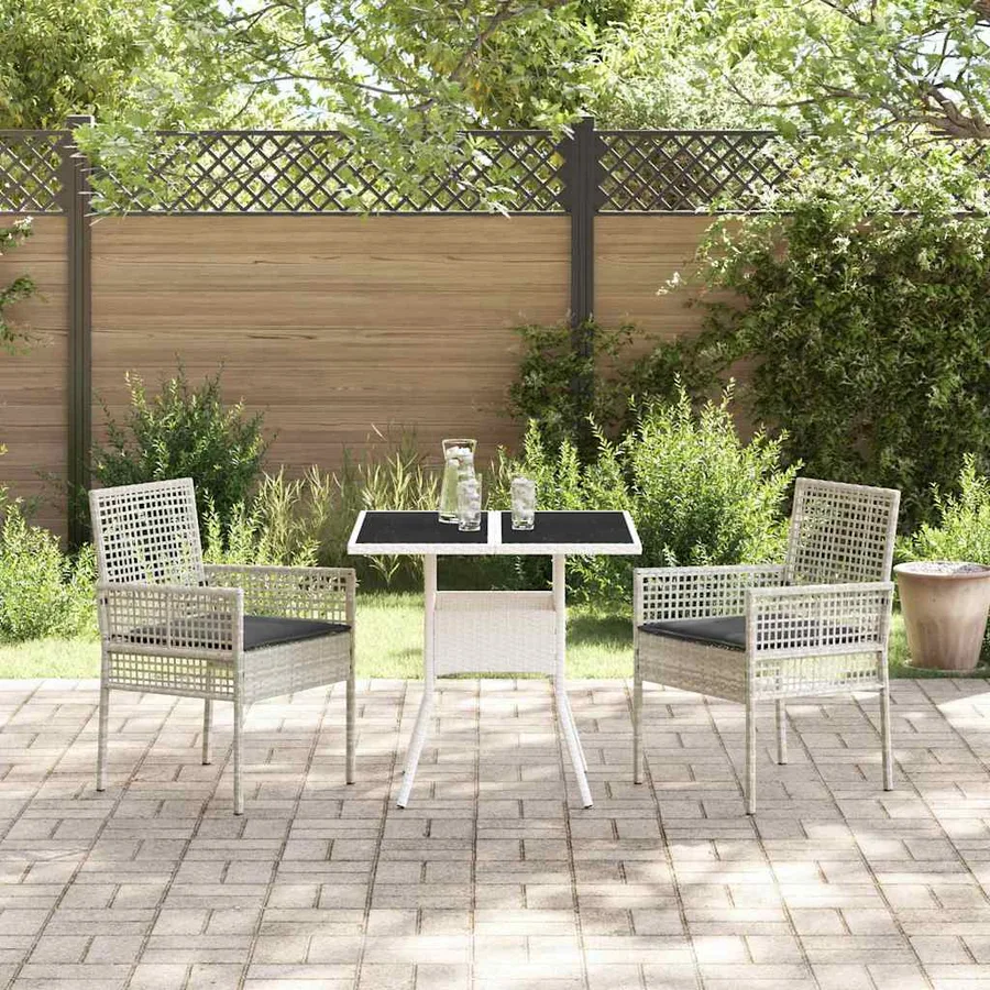 Ensemble de salle à manger pour jardin 3 pcs Gris clair - 4