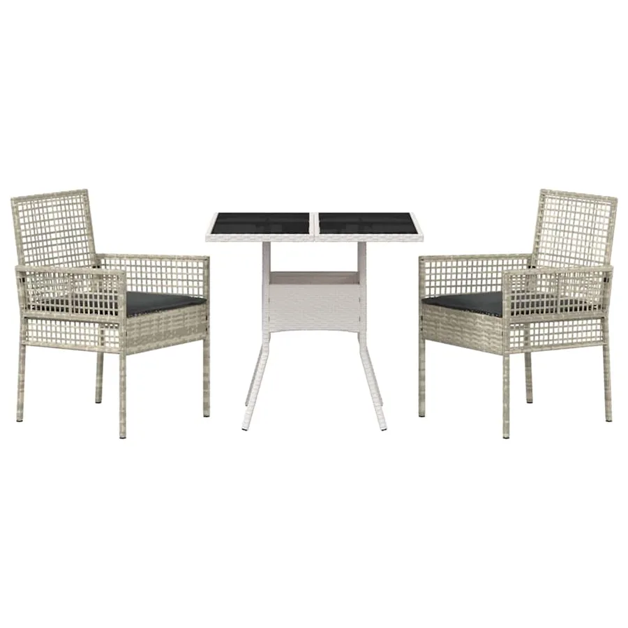 Ensemble de salle à manger pour jardin 3 pcs Gris clair - 7