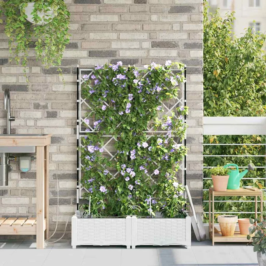 Cache-pot de jardin 2 pc Blanc 80 x 40 x 126 cm PP - 3