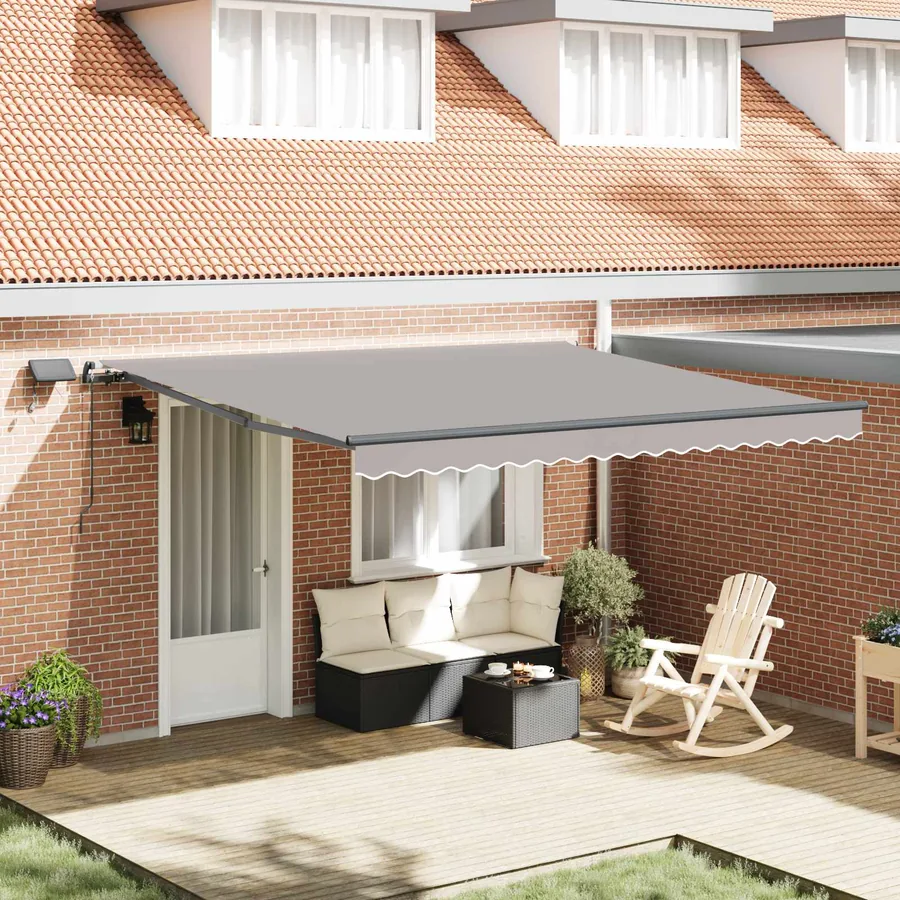 Auvent rétractable Gris clair 400 × 350 cm Tissu et Aluminium