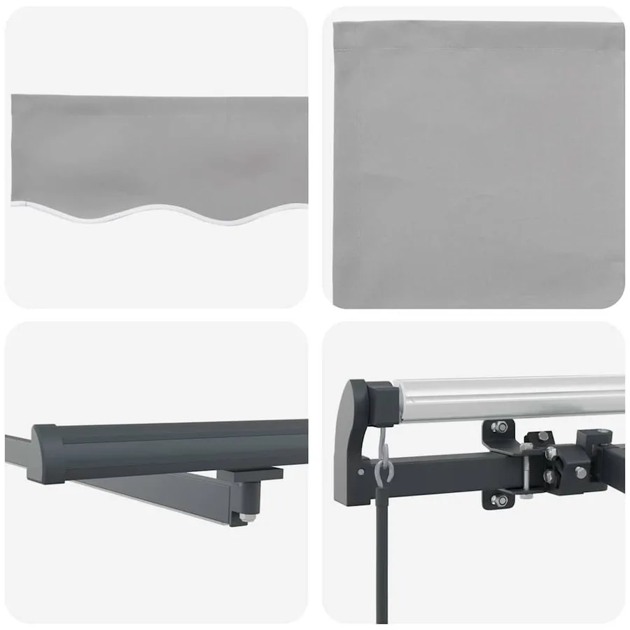 Auvent rétractable Gris clair 400 × 350 cm Tissu et Aluminium - 8