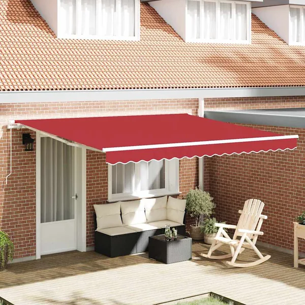 Auvent rétractable Rouge 400 × 300 cm Polyester et Aluminium
