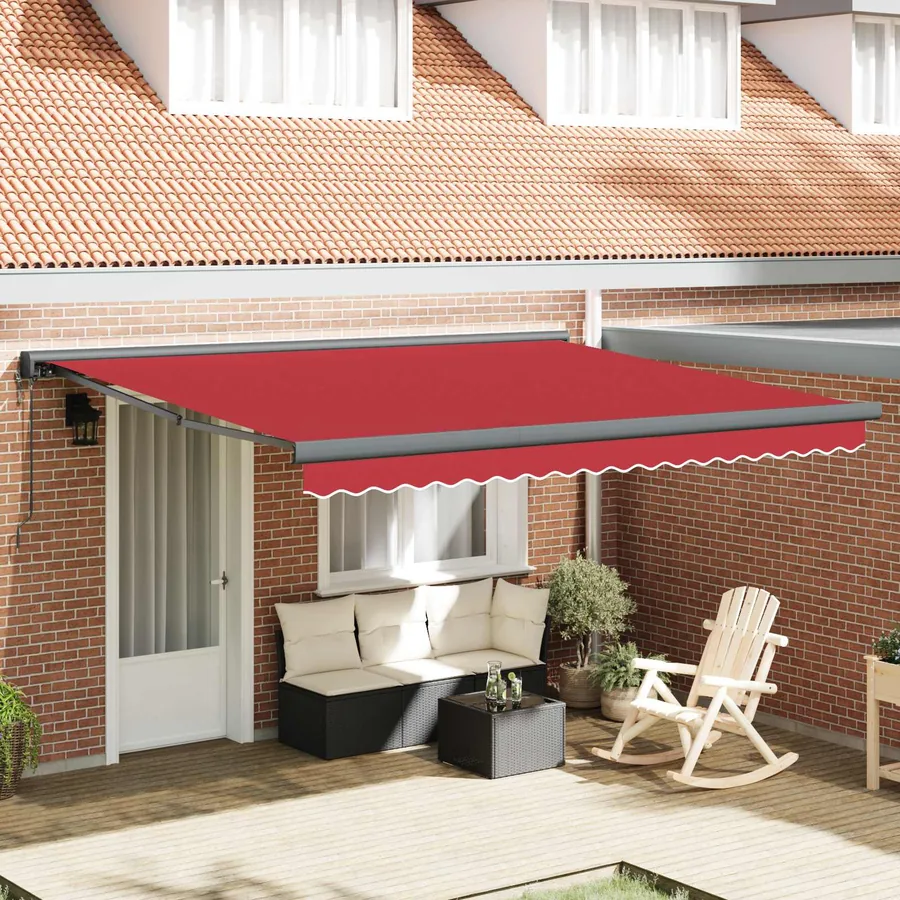 Auvent rétractable Rouge 400 x 300 x 165 cm Tissu et Métal