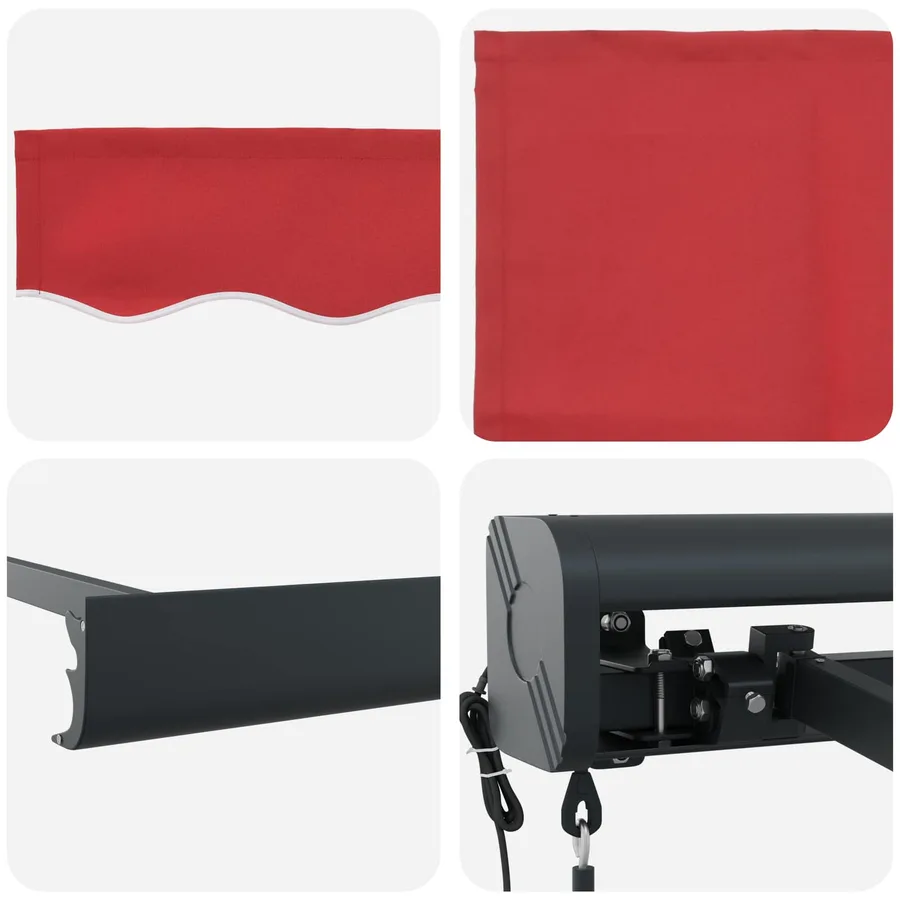 Auvent rétractable Rouge 400 x 300 x 165 cm Tissu et Métal - 6