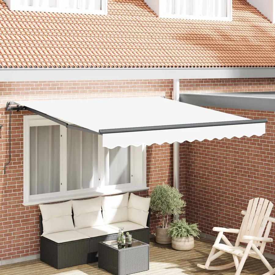 Auvent rétractable Blanc 300 x 250 cm Polyester et Aluminium