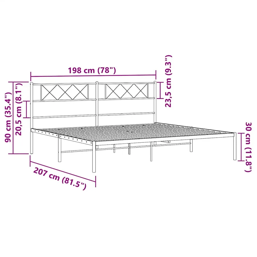 Cadre de lit métal sans matelas et tête de lit blanc 193x203 cm - 10