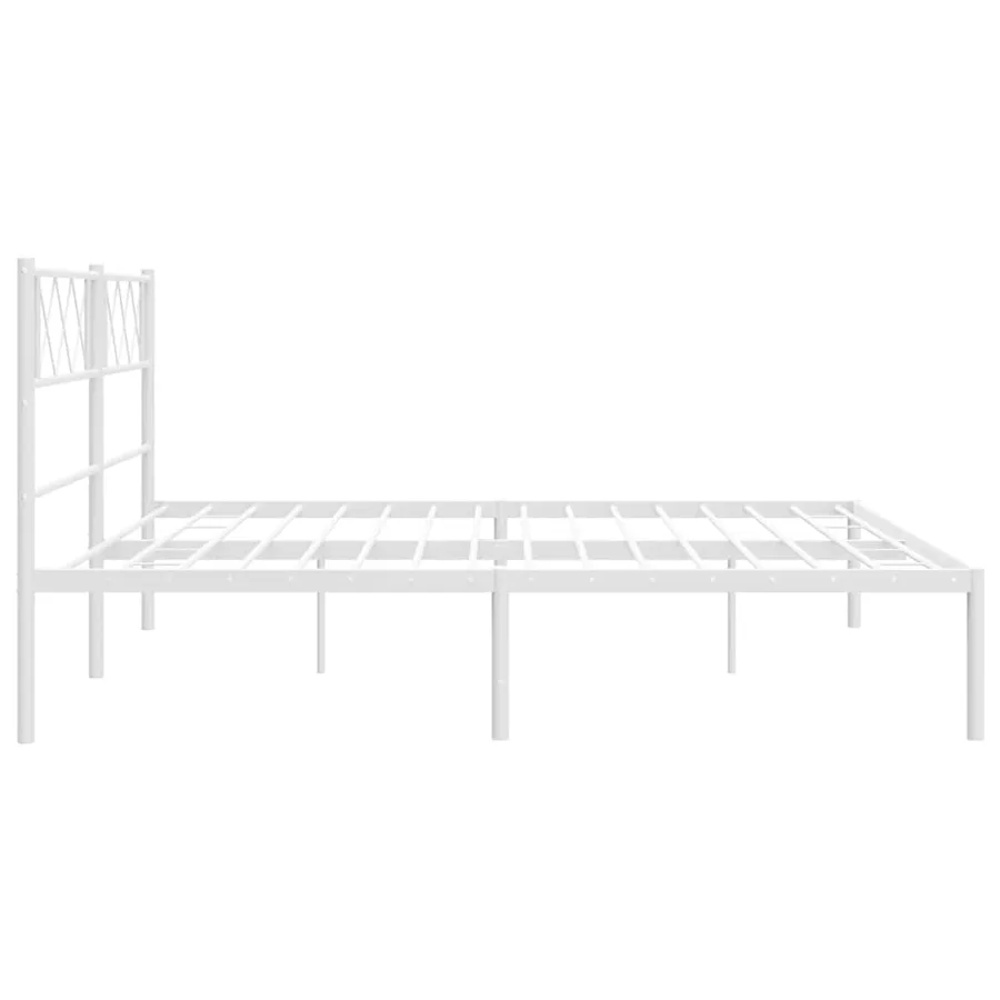 Cadre de lit métal sans matelas et tête de lit blanc 193x203 cm - 7