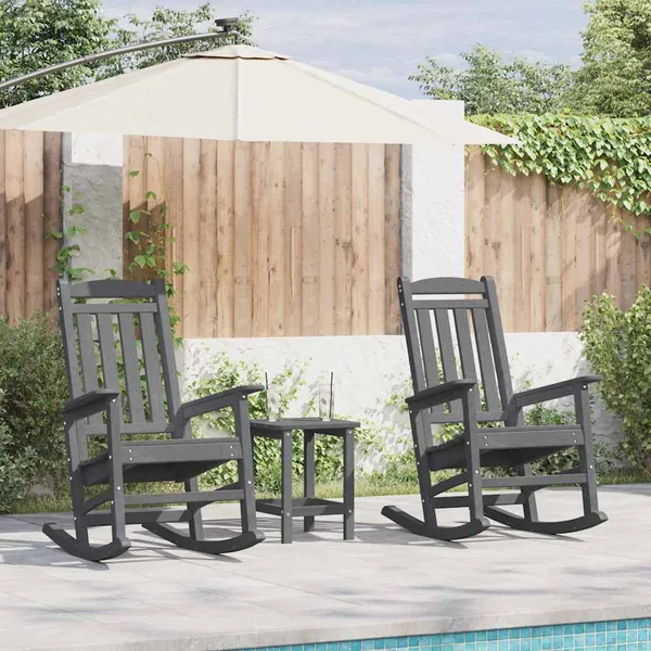 Chaise à bascule 2 pcs Gris clair 92 x 70 x 108 cm Polyéthylène