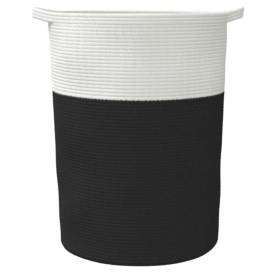 Panier de rangement noir et blanc Ø49x65 cm coton - 4