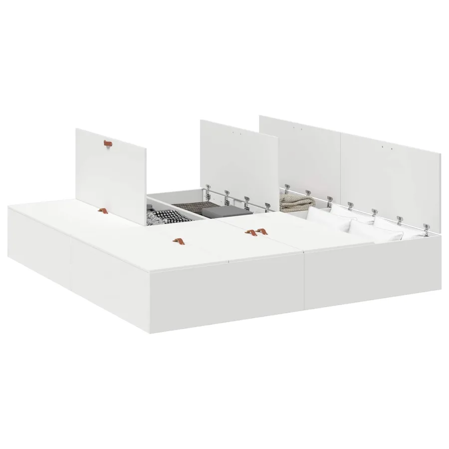 Cadre de lit avec rangement avec stockage Blanc 200 x 200 cm - 2